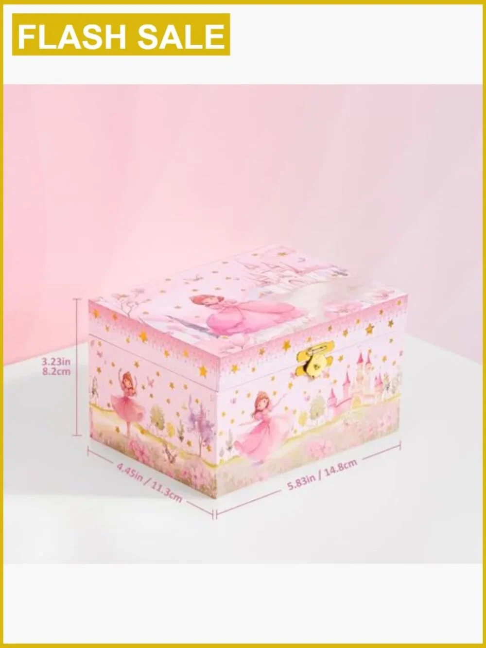 Musical Jewelry Box with Spinning Princess Doll, Kids Storage for Rings